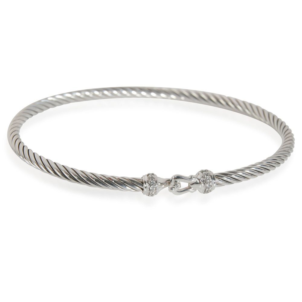 David Yurman Petite Pave Diamond Bangle in Sterling Silver 0.05 CTW
